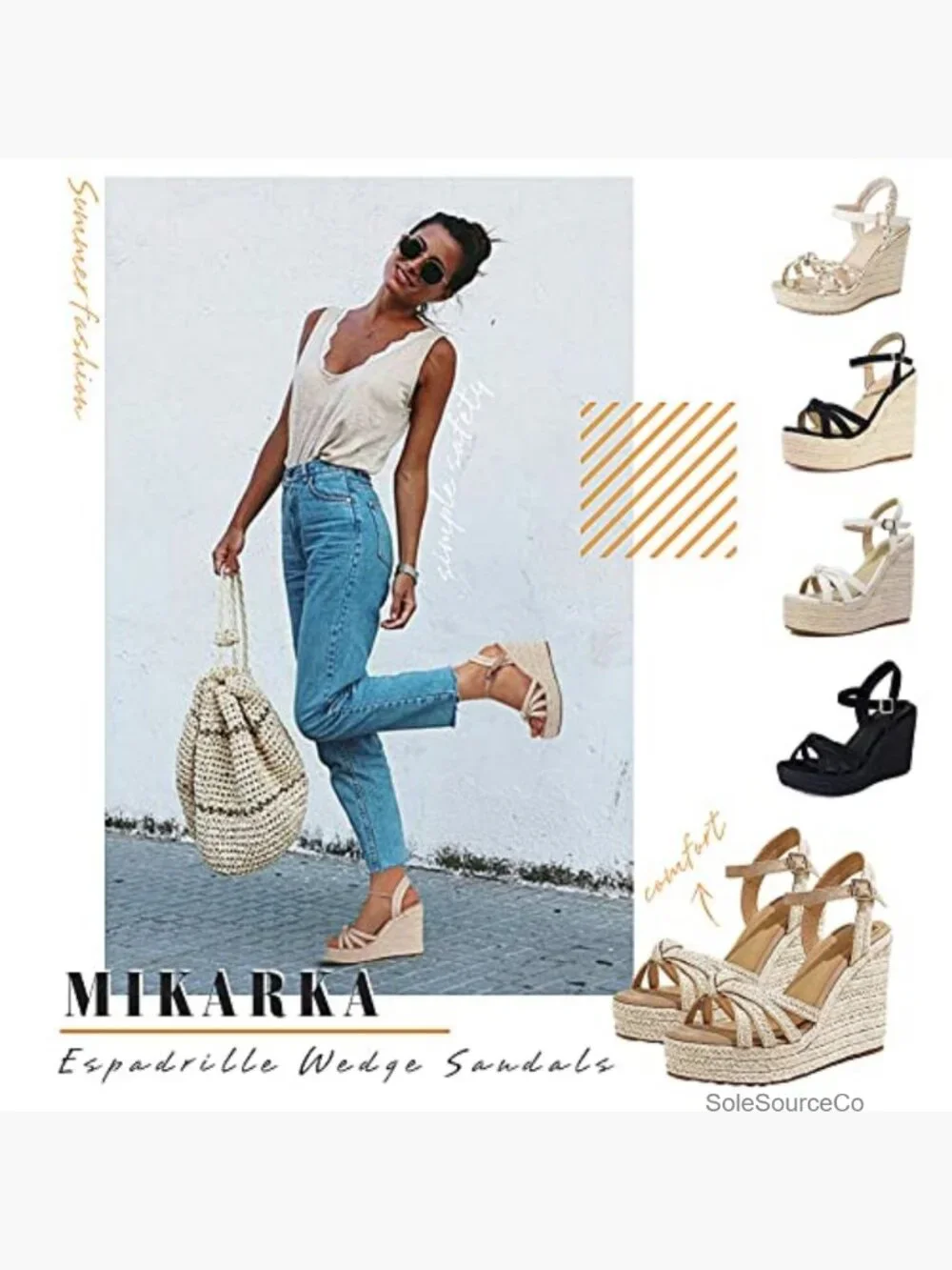Braided Espadrille Wedge Platform Sandals Ankle Strap Open Toe Summer